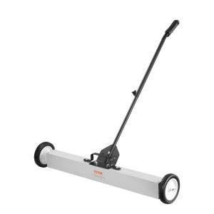 24.9 Kg Rolling Magnetic Sweeper With Wheels,Push-Type Magnetic Pick Up Sweeper, 24-inch Large Magnet Pickup Lawn Sweeper With Telescoping Handle, Easy Cleanup Of Workshop Garage Yard