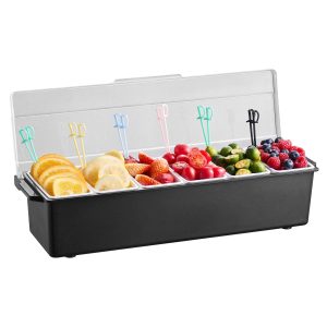 Chilled Condiment Server 6 Compartment Cold Serving Tray With Lid For Fruit