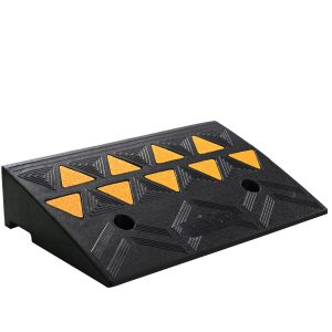 Rubber Curb Ramp 4.25" Rise Height Sidewalk Curb Ramp, 11.8" Width 19.7" Length Driveway Ramp For Curb, 15T Heavy Duty Rubber Ramp For Forklifts, Trucks, Buses, Cars, Wheelchairs, Bikes