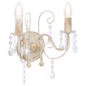 wall light with antique beads, 2 x E14 sockets