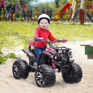 12V 4 Wheeler Kids ATV with Music, Headlights for 37-60 Months Boys and Girls, Pink