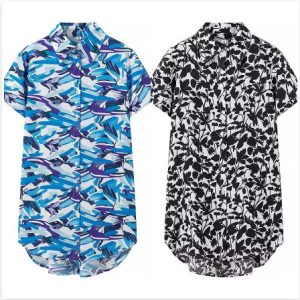 Women's Street Fashion Printed Short Sleeve Mid-length Shirt