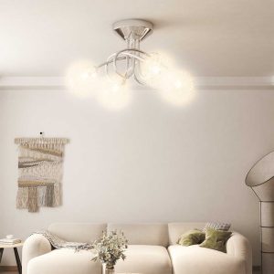 ceiling light with wire mesh shades for 4 G9 LED bulbs