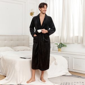 RONGTAI Womens Bathrobe Ladies Fleece Plush Warm Long Robes Fleece Nightgown Sleepwear