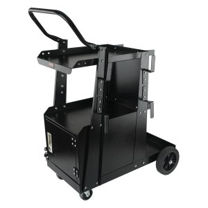 Welding Cart, 2-Tier Heavy Duty Welder Cart With Anti-Theft Lockable Cabinet, 120.2 Kg Weight Capacity, 360° Swivel Wheels, Tank Storage Safety Chains, Welding Cabinet For TIG, ARC, Plasma Cutter