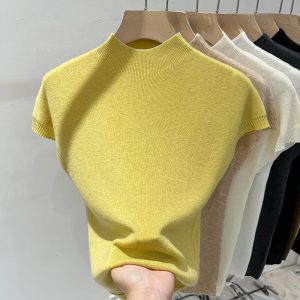 Half-high Collar Flutter Sleeve Knitwear Women Summer