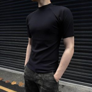 Slim-fit Casual Quick-dry Semi-high Neck Short-sleeve Undershirt
