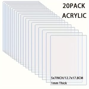 20 Acrylic Sheets Transparent Acrylic Sign Blanks, 1mm Thick Acrylic Sheets For Picture Frame Glass Replacement, Crafts, Painting, Acrylic Signs For Weddings, Celebrations, Parties, Office