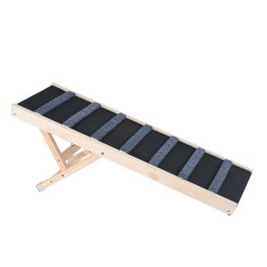 Dog Ramp, Folding Pet Ramp For Bed, Adjustable Dog Ramp For Small, Large, Old Dogs & Cats, Wooden Pet Ramp With 100 Cm Long Ramp, Adjustable From 38 Cm To 56 Cm, Suitable For Couch, Sofa, Car