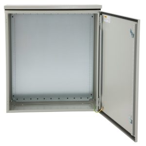 Electrical Enclosure, 24x24x12in, Tested To UL Standards NEMA 4 Outdoor Enclosure, IP65 Waterproof & Dustproof Cold-Rolled Carbon Steel Hinged Junction Box For Outdoor Indoor Use, With Rain Hood