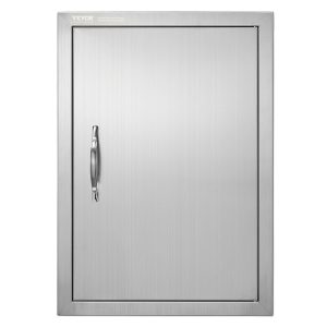 BBQ Access Door, 17W X 24H Inch Single Outdoor Kitchen Door, Stainless Steel Flush Mount Door, Wall Vertical Door With Handle, For BBQ Island, Grilling Station, Outside Cabinet