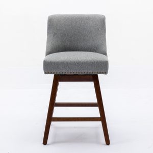 Counter Height Swivel Barstools, 26'' H Seat Height Upholstered Bar Stools Set Of 2, Fabric In Gray