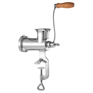 Manual Meat Grinder, All Parts Stainless Steel, Hand Operated Meat Grinding Machine With Tabletop Clamp, 2 Grinding Plates & Sausage Stuffer, Ideal For Home Kitchen Restaurant Butcher’s Shop