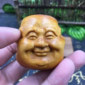 Cliffside Cypress Four-faced Buddha Anger Sorrow Joy Handheld Ornament