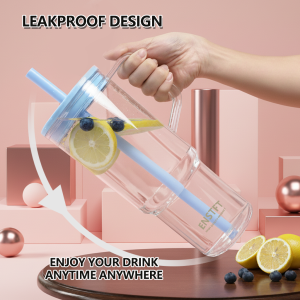 Tritan BPA-Free Double-Wall Tumbler Double--Mouth  Leak-Proof, Portable  With Straw  Handle, Fits Car Cup Holders - Hot-Cold Drinks  Office-Christmas Gift