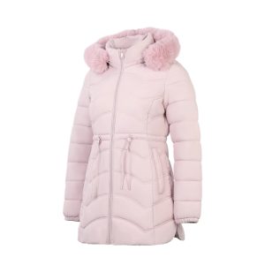 Women's Coat With Detachable Fur-trimmed Hood And A Cinched Waist For A Slimming Fit