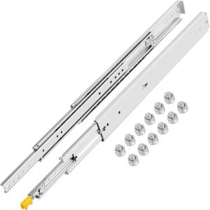 Heavy Duty Drawer Slides 24" Length, Locking Drawer Slides 500lbs Load Capacity Long Full Extension Drawer Slide 1 Pair Side Mount Ball Bearing Drawer Glides Push To Open Drawer Runners Rail