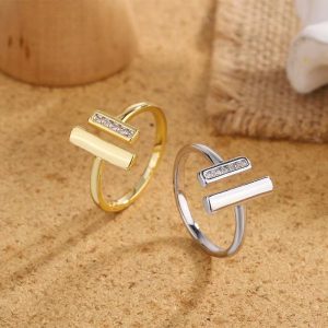 Double T Ring Niche Open Minimalist Style Ring Birthday Gift Valentine's Day Gift
