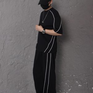 Summer New Color-blocking Trim Design Sporty Casual Two-piece Set