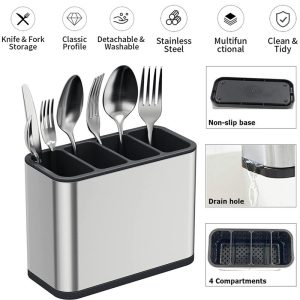 Kitchen Cutlery Holder Spoon Fork Utensils Storage Rack Drainer Multifunction Chopstick Storage