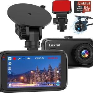Dash Cam Front And Rear Camera 1080P Dual Dashcams For Cars With 64GB Card Car Dashboard Camera With Night Vision G-Sensor WDR Loop Recording Parking Monitor