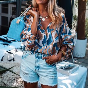 Summer New Bat Sleeve Loose Printed Top