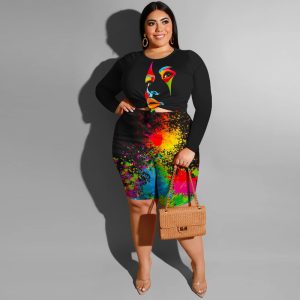 Women's Fashionable Casual Two-Piece Set Printed Top And Shorts