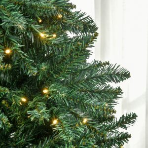 HOMCOM 7ft Pre-Lit Full Douglas Fir Artificial Christmas Tree With Realistic Branches, 700 Warm White LED Lights And 2154 Tips
