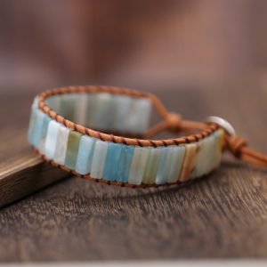 Hand-woven Leather Bracelet With Tourmaline Stones