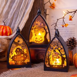 Glowing Pumpkin Skeleton Castle Wind Lamp Desktop Ornament
