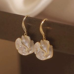 New Arrival Dripping Glaze Camellia Zircon Elegant Earrings