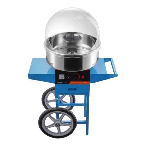 Electric Cotton Candy Machine With Cart, 1000W Commercial Candy Floss Maker With Cover, Stainless Steel Bowl, Sugar Scoop And Drawer, Perfect For Home, Kids Birthday, Family Party, Blue