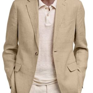 Men's Long-Sleeve Business-Casual Suit With Lapel And Mock Pockets