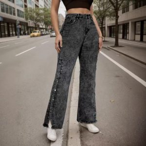 Retro Mid-waist Stretch Flared Jeans For Women