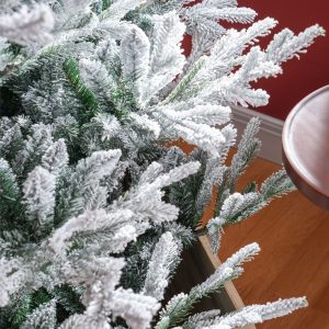 HOMCOM 6 Foot Artificial Christmas Tree, Pine Hinged Xmas Tree With 795 Realistic Branches, Steel Base, Auto Open, Green