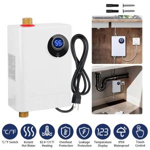 3000W Electric Tankless Water Heater Instant Mini Hot Water Heater With Digital Display For Kitchen RV Sink Bathroom