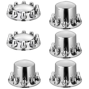 Rear Front Axle Wheel Covers, Dome Axle Cover For Semi Truck, ABS Rust-Resistant Lug Nut Covers, Universal Fit, Installation Tool Included, 2 Front And 4 Rear Axle Hub Covers Combo Kit