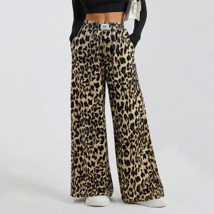 Women's Retro Stylish Leopard Print Wide-leg Pants