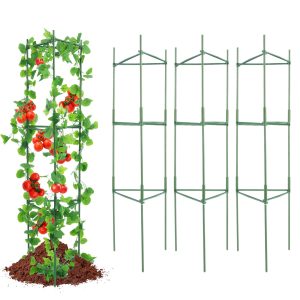 6er-Pack Tomatenkäfige Für Den Garten, 48 Zoll Tomatenspalier-Pflanzenpfahl-Unterstützung, Stapelbarer Hoher Pflanzenstützkäfig, Für Hochbeete, Gemüse, Blumen Und Kletterpflanzen