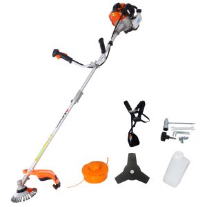 52cc Weed Wacker Gas Powered,3 In 1 Multifunction, String Trimmer, 8 Inch Weed Wacker Attachments Heads,10 Metal 3T Blade,Rubber Handle , Shoulder  Strap Included, EPA Compliant