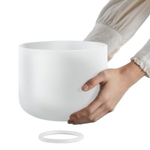 Crystal Singing Bowl, 8-inch F Note Heart Chakra Singing Bowl, Frosted Quartz Singing Bowl With Rubber Mallet And O-Ring, Perfect For Meditation, Yoga, Sound Baths, Sound Healing