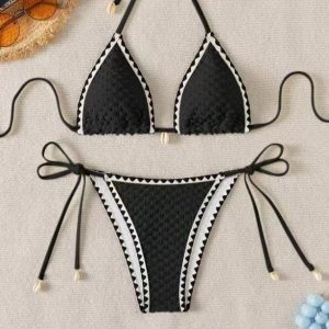 Women's Sexy Printed Multi-Color Drawstring Bikini Swimsuit