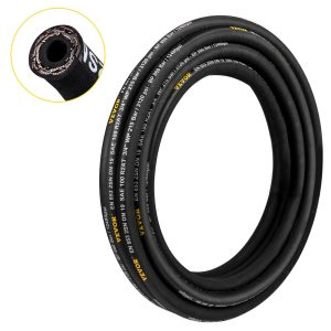 Hydraulic Hose 1/4 Inch X 328 Ft, Coiled Hydraulic Hose 5800 PSI, Rubber Hydraulic Hose With 2 High-Tensile Steel Wire Braid, Bulk Hydraulic Hose -20℃ To 140℃, Hydraulic Oil Flexible Hose