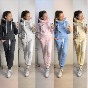 New Women's Fleece Fashion Leather-label Casual Sportswear Set