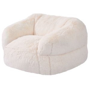 Bean Bag Chair, BeanBag Sofa Chair With Armrests For Adults, Fluffy Plush & High-Density Foam Filling Adult Bean Bag With Zapper, Comfy Lazy Sofa Chair Ideal For Living Room, Bedroom, Beige