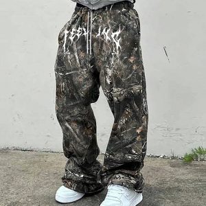 New Stylish Casual Pants With A Branch-pattern Print