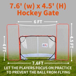 DOUBLE FISH 72  Hockey Goal With Backstop & Targets - Durable Outdoor Street Net, Red & White, For Adult Players