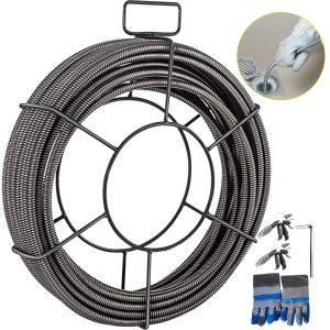 Drain Cleaning Cable 50 Feet X 1/2 Inch Solid Core Cable Sewer Cable Drain Auger Cable Cleaner Snake Clog Pipe Drain Cleaning Cable Sewer Drain Auger Snake Pipe
