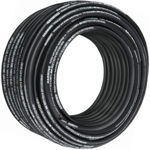 Hydraulic Hose 328 Feet Rubber Hydraulic Hoses With 2 High-Tensile Steel Wire Braid, Inner Diameter 3/8 Inch, 5000 PSI Max, Bulk Hydraulic Hose -40 °F To 250 °F, Hydraulic Oil Flexible Hose