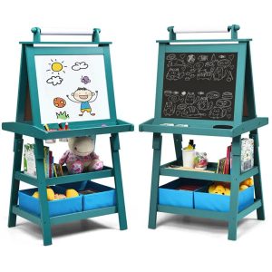 3-in-1 Double-Sided Storage Art Easel -Green